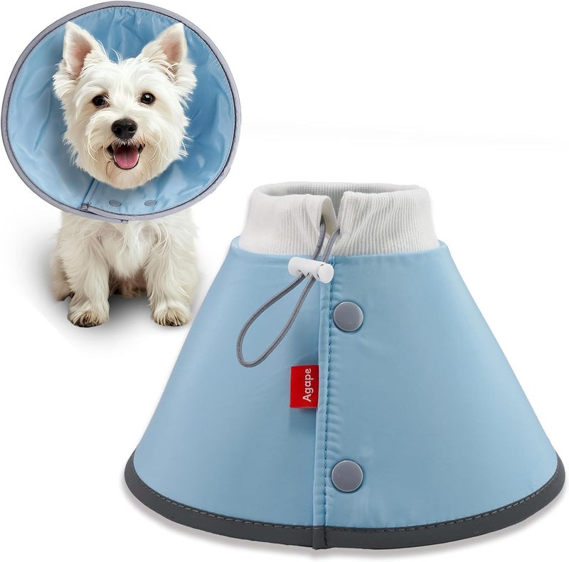 Agape Soft Dog Cone Collar Alternative After Surgery,Reflective E-Collar for Small Dogs and Cats,Comfy Dog Recovery Collar for Wound Care,Adjustable Elizabethan Collar to Stop Licking (M Blue) - Image 1