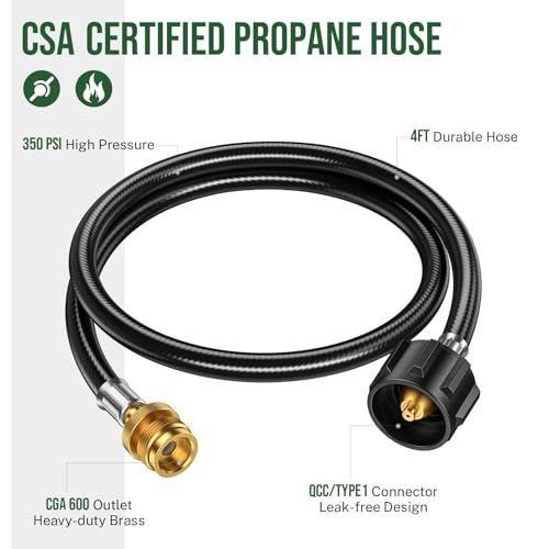 Alloxity 4 Feet Propane Hose Adapter 1lb to 20lb，Propane Adapter 20lb to 1lb Converter, Propane Tank Adapter Hose 20 lb to 1 lb for Buddy Heater/Weber Q Grill/Coleman Stove/Blackstone Griddle - Image 5