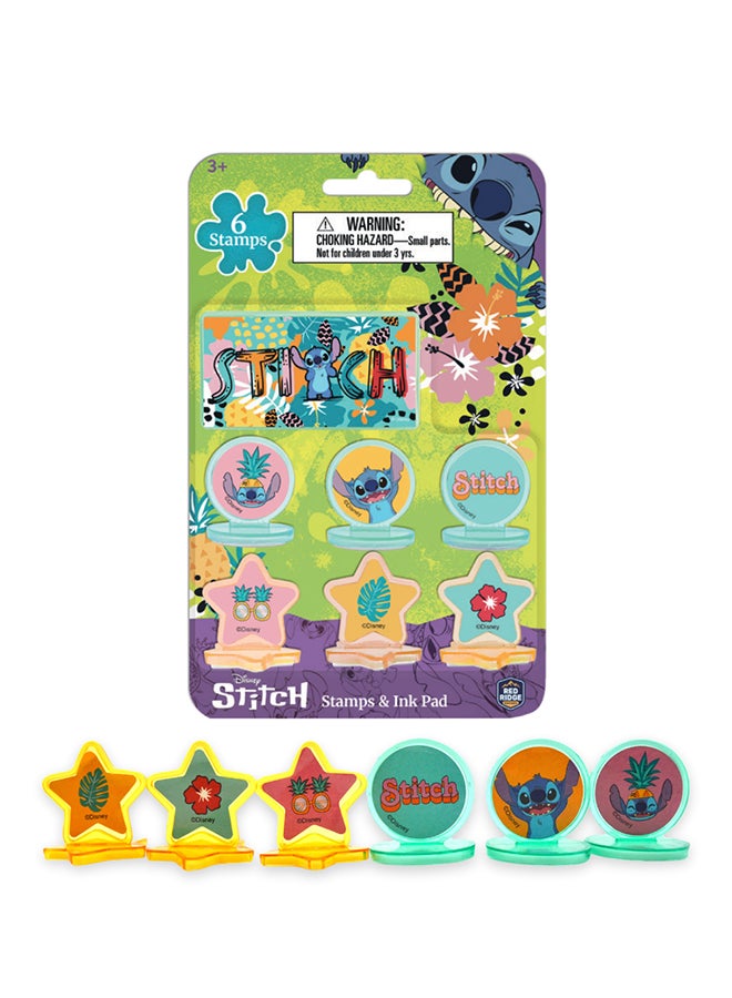 Disney Stitch Stamps with Ink Pad | 1 Ink Pad & 6 Stamps | Art & Craft For Kids | Age 3+ Years - Image 1