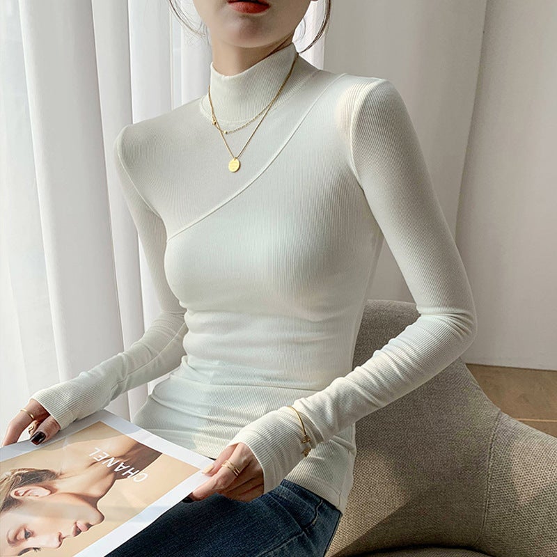 Brushed Warm High-Elastic Modal Cotton Half Turtleneck Bottoming Shirt Women's Long-Sleeved T-Shirt 2025 Autumn and Winter Inner Slim Fit - Image 1