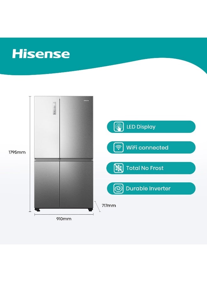 Hisense RS3N668SAI3 869 Liters Side by Side Refrigerator with Wifi Connectivity, Inverter Compressor, No Frost Technology RS3N668SAI3 silver - Image 3