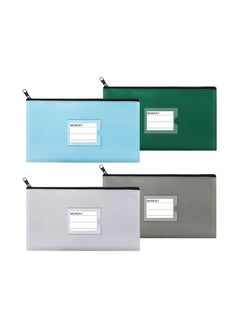 KASTWAVE Money Coin Checks Bag Pouch Organizer Receipt Holder Utility Wallet, Money Bag for Cash, Heavy Duty Leatherette Security Zipper Wallet with Zipper Clear Window, 4 Pcs  - Image 1