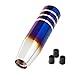 WENJTP Aluminum Weighted Shift knobs Universal Burnt Blue Long Shift knobs Automatic Manual Vehicles Lever Cover Head Shift Knobs 5 Inch with 3 Threaded Adapters M8 M10 M12 x 125 HTRACING Silver - Image 2