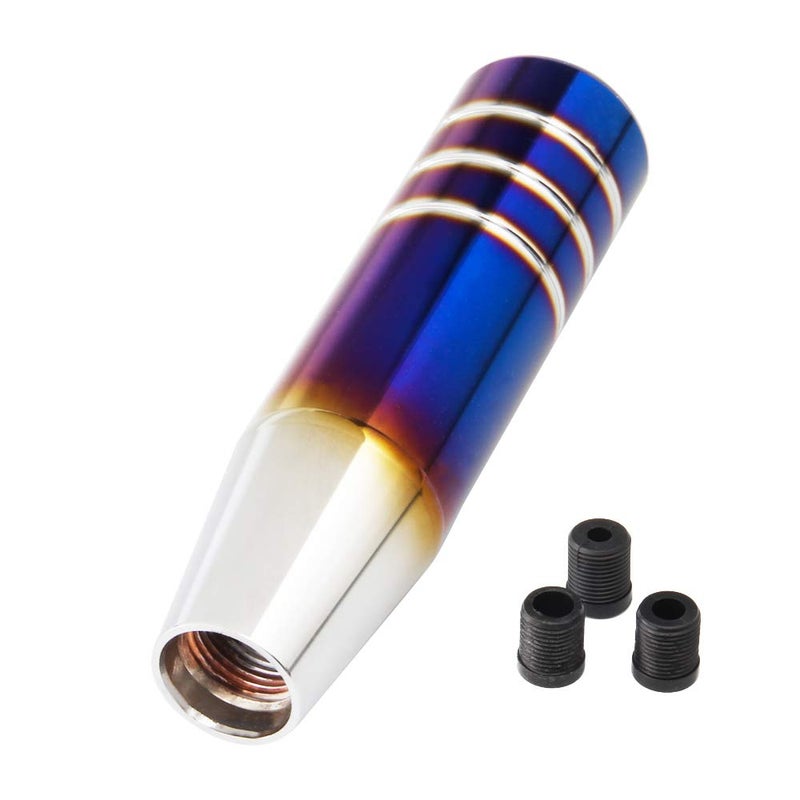 WENJTP Aluminum Weighted Shift knobs Universal Burnt Blue Long Shift knobs Automatic Manual Vehicles Lever Cover Head Shift Knobs 5 Inch with 3 Threaded Adapters M8 M10 M12 x 125 HTRACING Silver - Image 3