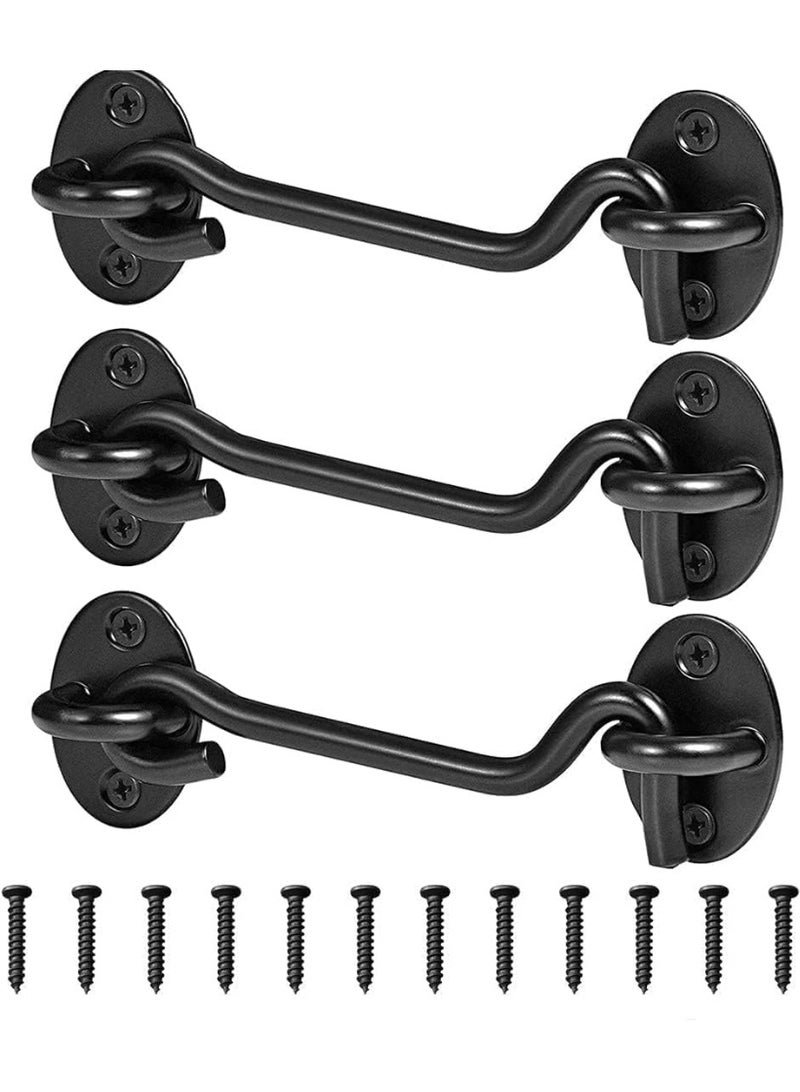 3 Pcs Stainless Steel Hook and Eye Latches, Privacy Hook and Eye Latches, Rust and Corrosion Resistant, With Mounting Screws, For Security And Privacy, for Barn Doors, Garages, Windows, Closets - Image 1