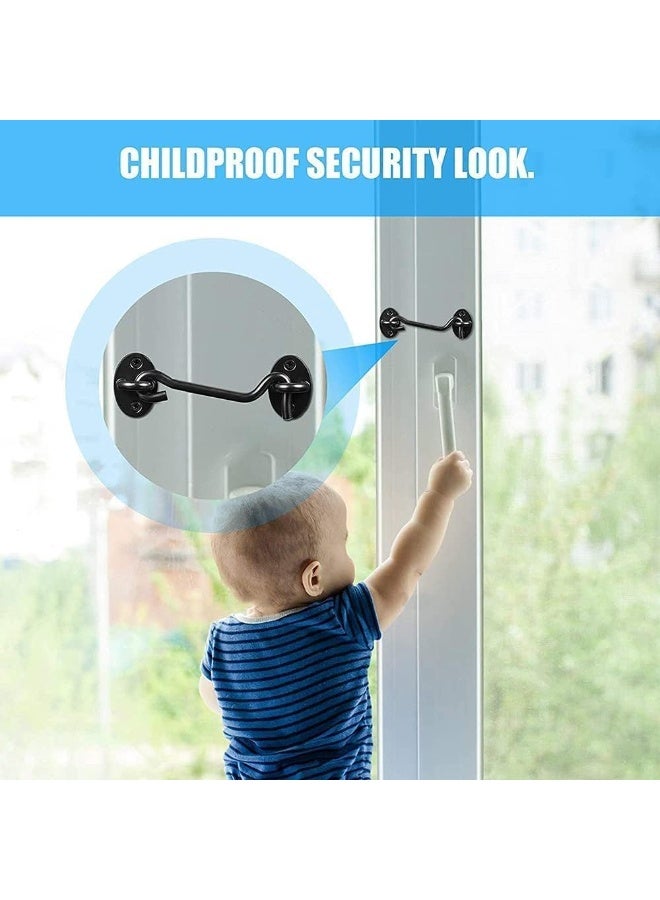 3 Pcs Stainless Steel Hook and Eye Latches, Privacy Hook and Eye Latches, Rust and Corrosion Resistant, With Mounting Screws, For Security And Privacy, for Barn Doors, Garages, Windows, Closets - Image 3