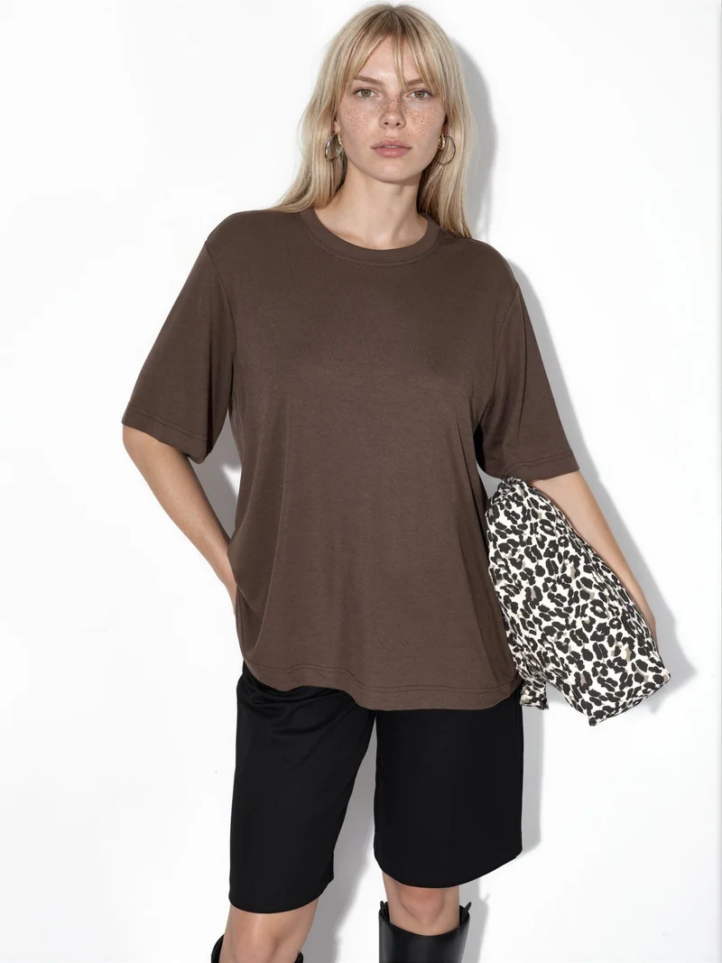 Busem BUSEM Oversized Crew Neck Ribbed T-Shirt