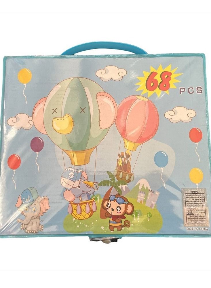 مجموعة داريس الفنية المكونة من 68 قطعة - لوازم فنية للرسم والتلوين والمزيد في علبة بلاستيكية - تمثل هدية رائعة للأطفال والكبار - Image 1