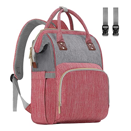HABOPET Diaper Bag Backpack Multi-Function Baby Bag With Large Capacity and Insulated Pockets Diaper Backpack Organizer Bag for Mom/Dad, Pink+Gray - Image 1