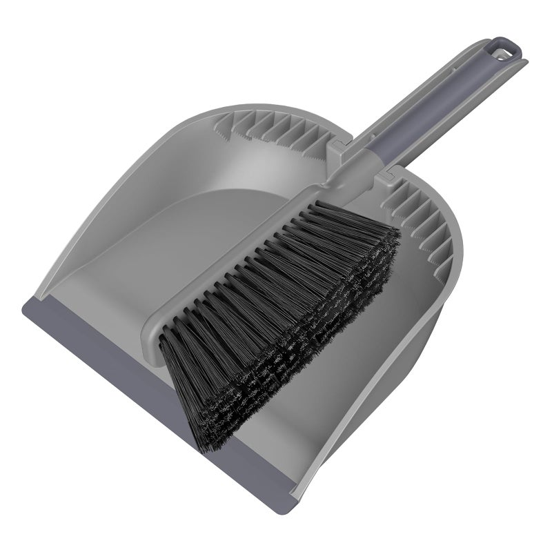 SetSail Small Dustpan and Brush Set Nesting SnapOn Handheld Broom and Dust Pan with Teeth Portable Broom and Dustpan Set Suitable for Desktop Pets Care Sofa Camping Grey - Image 2