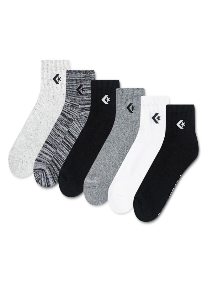 Converse Women's Quarter Sock, Black/White/6-Pack, One Size - Image 1