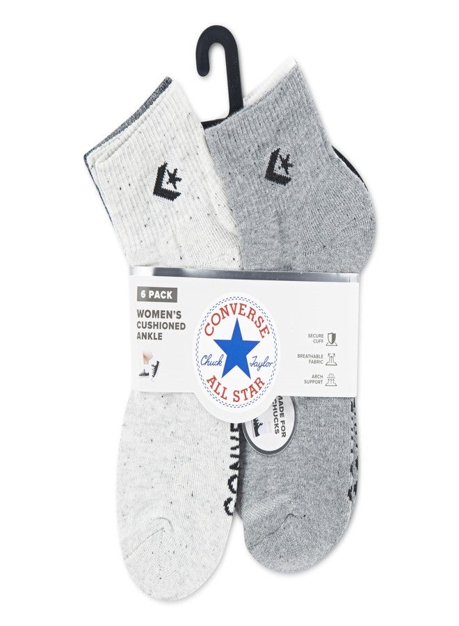 Converse Women's Quarter Sock, Black/White/6-Pack, One Size - Image 3