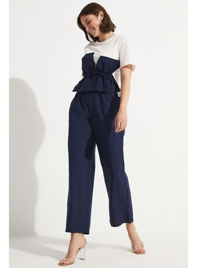 JUNE June Trouser & Blouse Set Navy