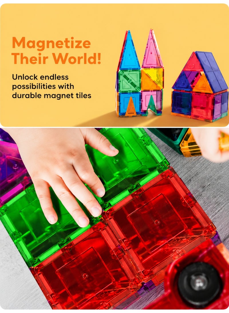 Prime Choice 100PCS  Magnetic Playboards Tiles Set Magnet Toys for Toddlers STEM Building Blocks Sensory Creative Kids Manipulative Preschool learning Construction Toy for Boys and Girls - Image 3