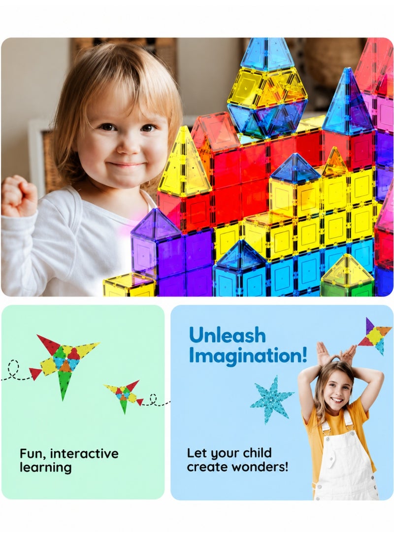 Prime Choice 100PCS  Magnetic Playboards Tiles Set Magnet Toys for Toddlers STEM Building Blocks Sensory Creative Kids Manipulative Preschool learning Construction Toy for Boys and Girls - Image 4