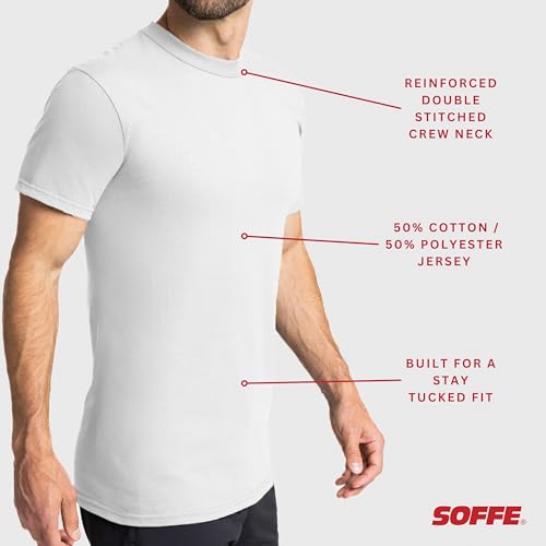 Soffe تي شيرت عسكري للرجال من سوفي - عبوة 3 قطع، الولايات المتحدة، بولي/قطن، أبيض، كبير - Image 2
