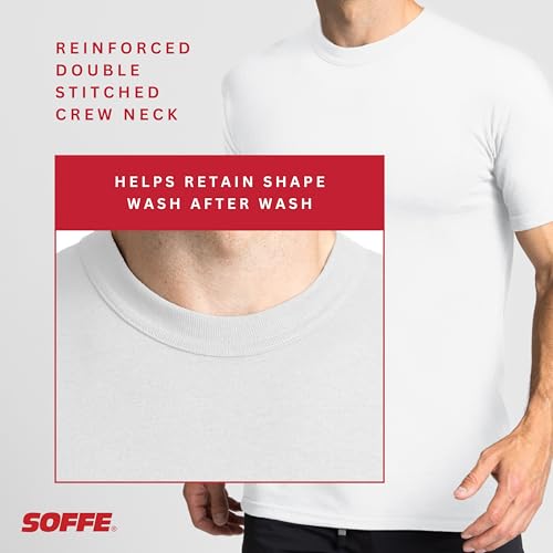 Soffe تي شيرت عسكري للرجال من سوفي - عبوة 3 قطع، الولايات المتحدة، بولي/قطن، أبيض، كبير - Image 3