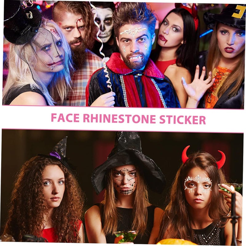3sheets Dark Face Gems Stickers Skin Tint Glitter Freckles Tattoos Halloween Party Sticker - Image 3