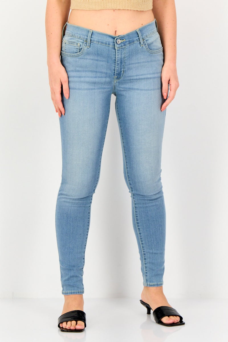 Levi's Women 710 Skinny Fit Washed Stretchable Denim Jeans, Light Blue - Image 1