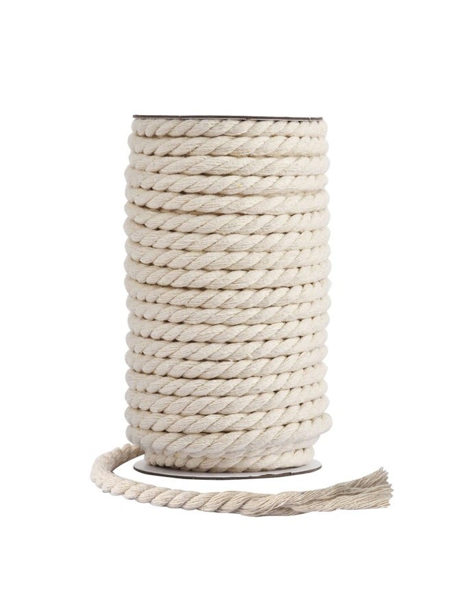 Hdviai Cotton Cord 8mm x 20 Yards - Natural Unbleached Macrame Rope - 3 Strand Twisted Cotton Rope for Wall Hanging，DIY Craft Making，Plant Hangers，Knotting Decorative Projects (White) - Image 1