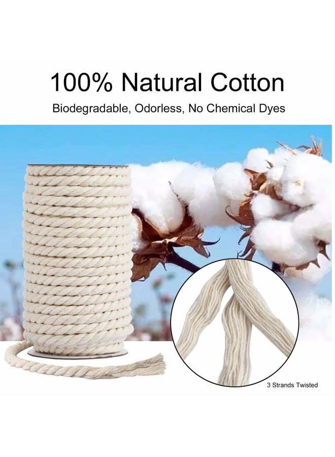 Hdviai Cotton Cord 8mm x 20 Yards - Natural Unbleached Macrame Rope - 3 Strand Twisted Cotton Rope for Wall Hanging，DIY Craft Making，Plant Hangers，Knotting Decorative Projects (White) - Image 4