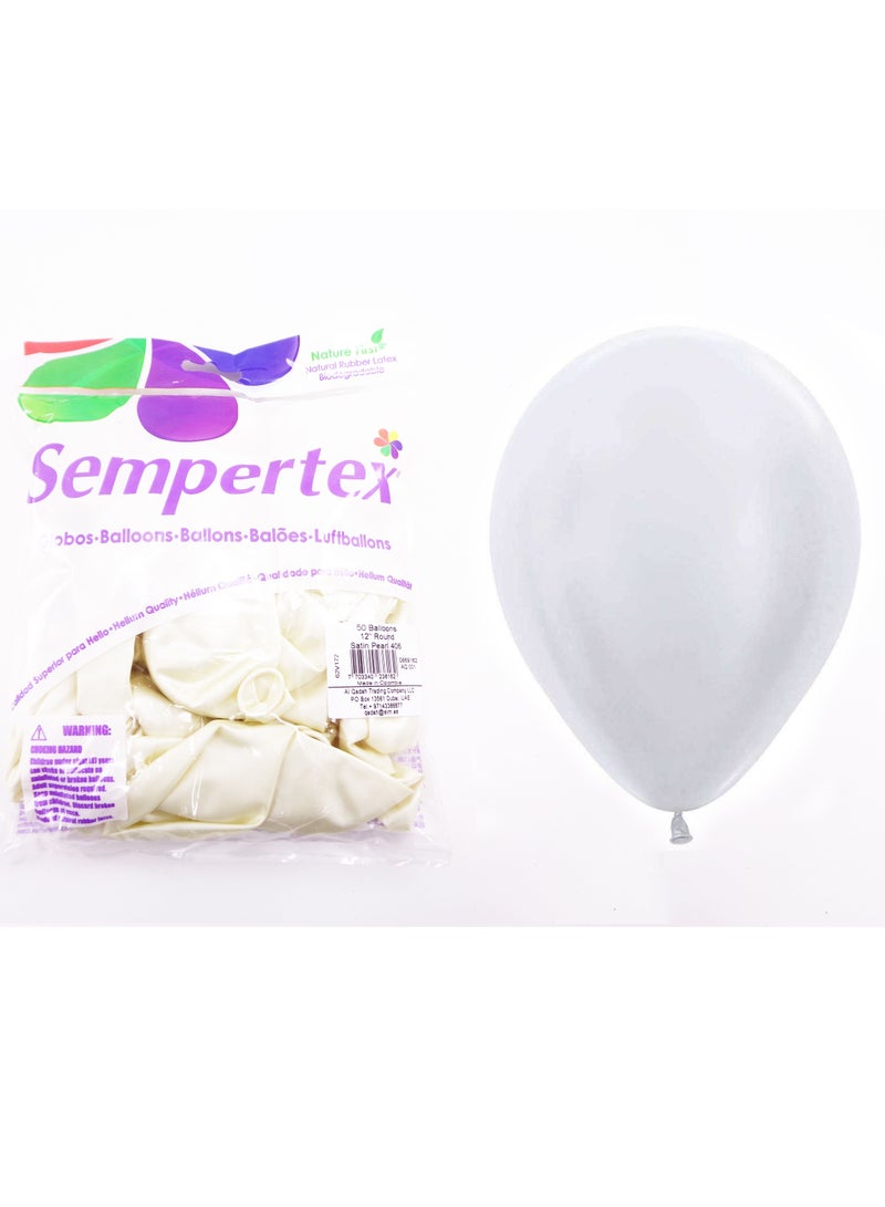 Sempertex Solid White Latex Balloon 12"-1 Pc - Image 3