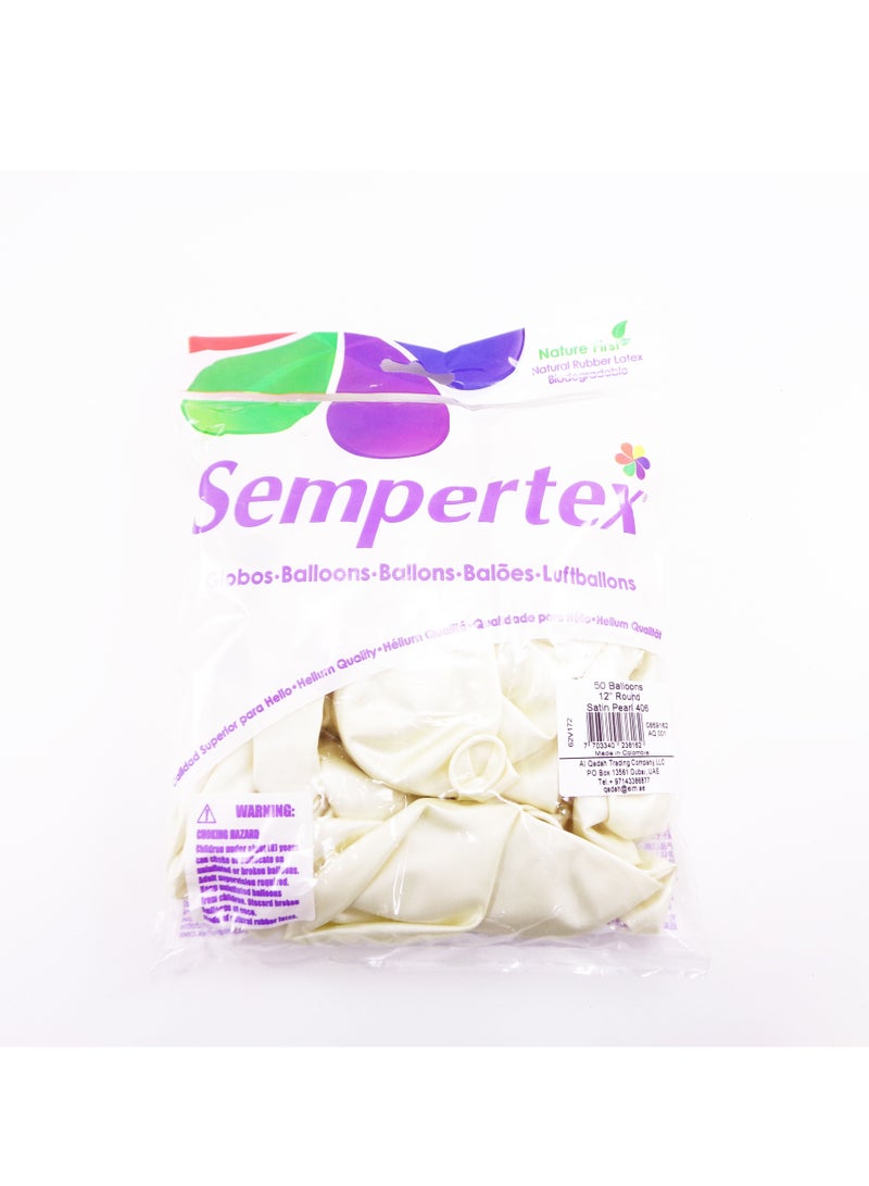 Sempertex Solid White Latex Balloon 12"-1 Pc - Image 2