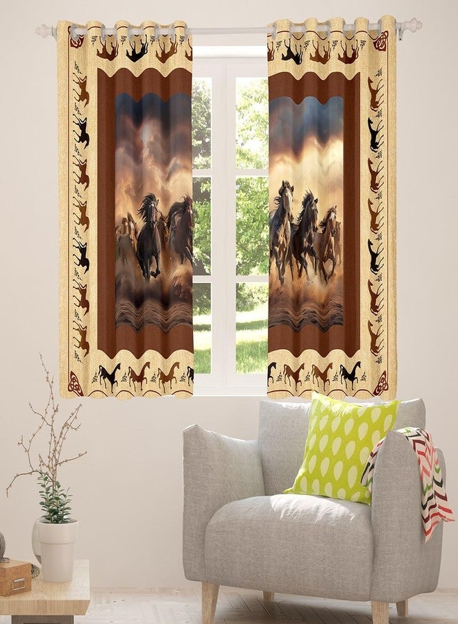 Feelyou ستائر Feelyou Horse لغرفة المعيشة (لوحتان، 38 × 54 بوصة) ستائر تعتيم بنسبة 30%-50% بتصميم حصان يركض، مناسبة للأولاد، ديكور غربي، ستائر حيوانات لطيفة لتعتيم النوافذ، ستائر بنية اللون بتصميم رعاة البقر الريفيين. - Image 5