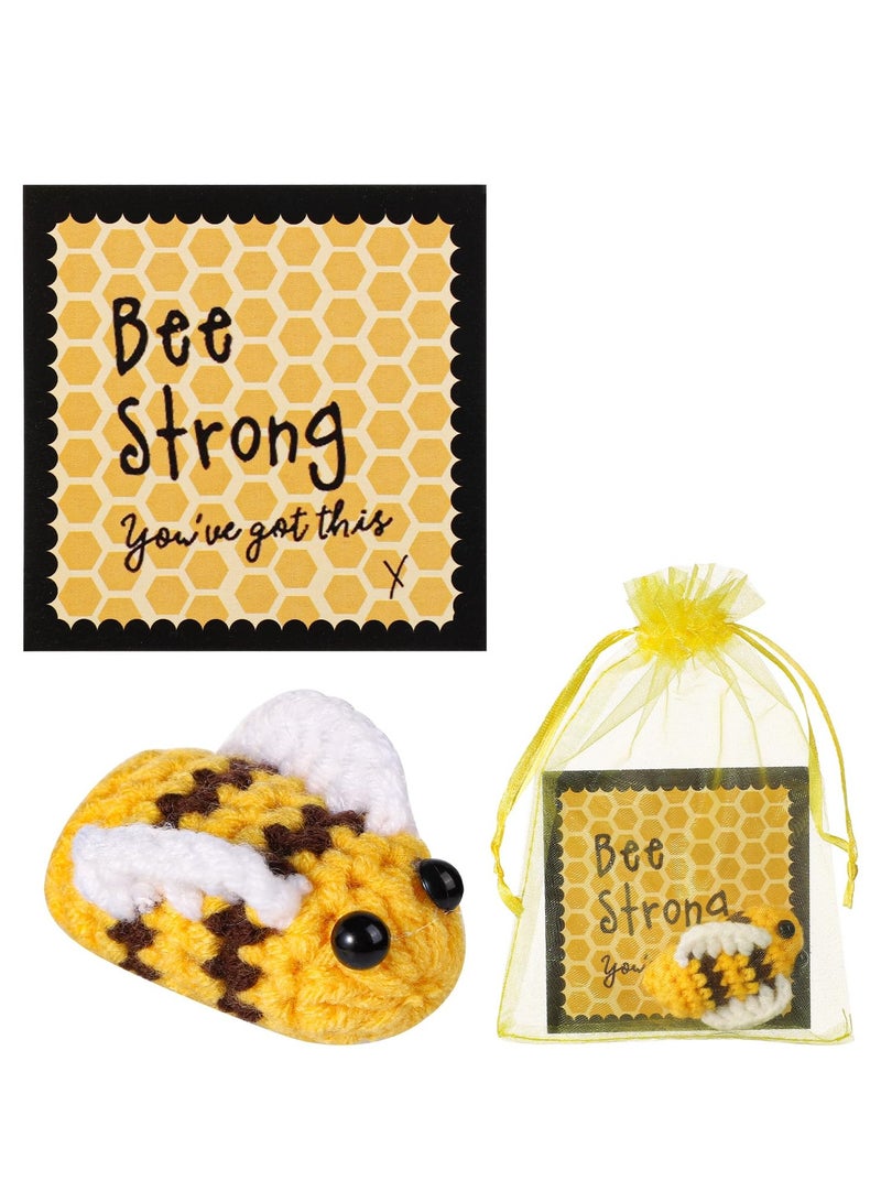 SYOSI دمية محبوكة إيجابية على شكل نحلة، بطاقة Affirmation إيجابية مضحكة، بطاطا محبوكة مبدعة وجميلة، دمية صوف ملهمة لتشجيع الهدايا للأطفال والأصدقاء وحفلات المنزل وهدايا عيد الميلاد - Image 1