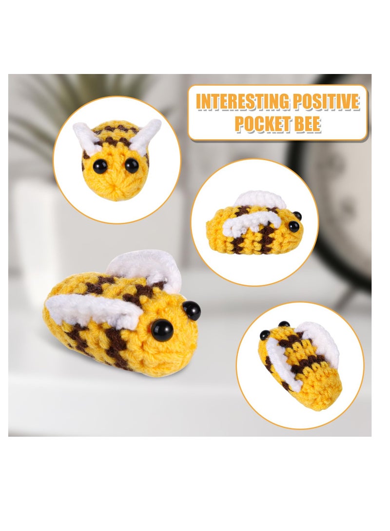 SYOSI دمية محبوكة إيجابية على شكل نحلة، بطاقة Affirmation إيجابية مضحكة، بطاطا محبوكة مبدعة وجميلة، دمية صوف ملهمة لتشجيع الهدايا للأطفال والأصدقاء وحفلات المنزل وهدايا عيد الميلاد - Image 3