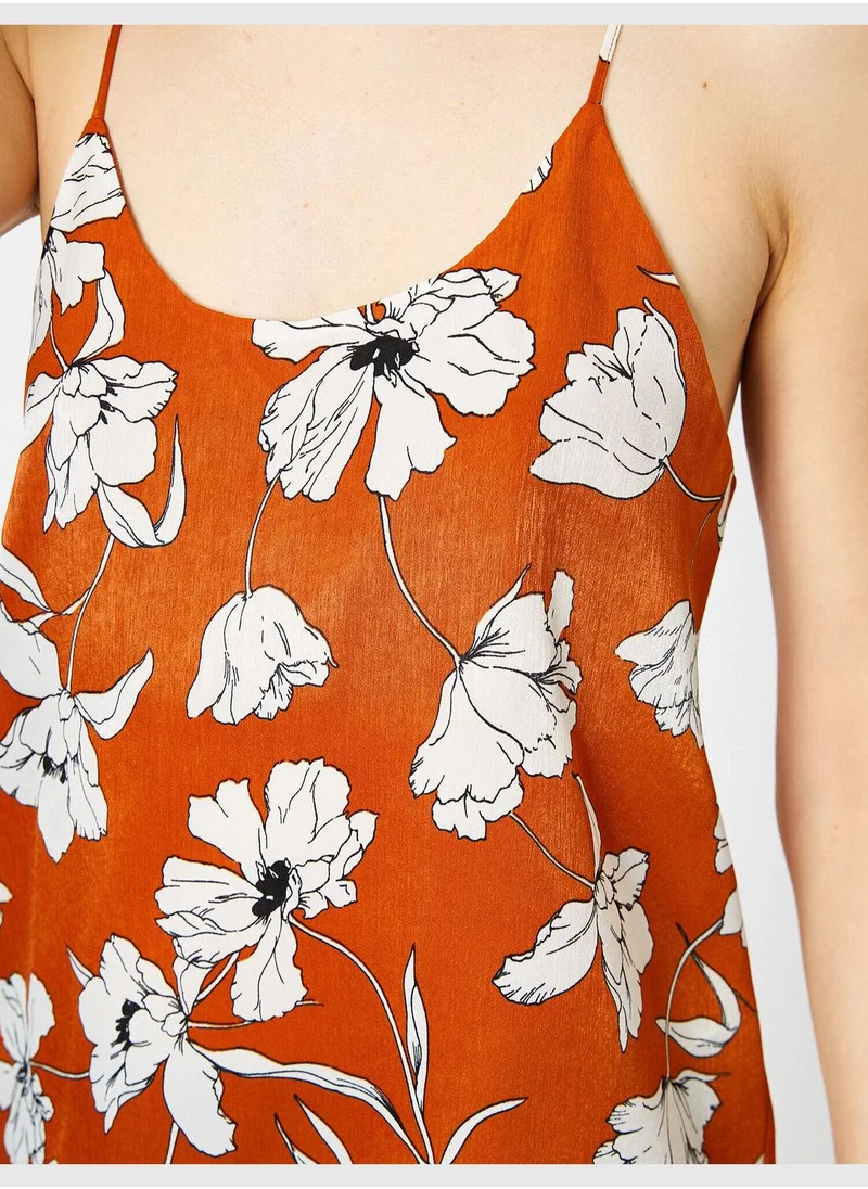 كوتون Spaghetti Strap Patterned Tank Top