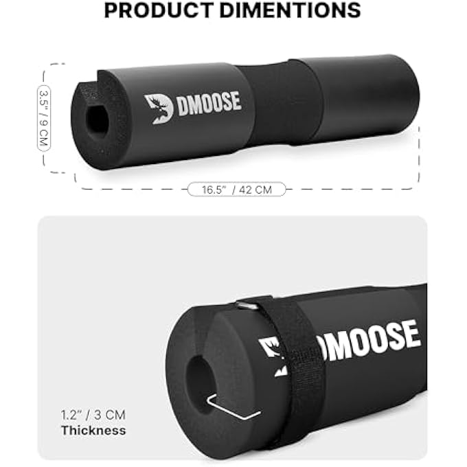 rayihni Dmoose Barbell Pad, Relief Pressure From Neck, Shoulder, Provide Lower Back Support, Non-Slip Eva Foam Squat Pad With Safety Straps, Hip Thrust Pad For Squats, Lunges - For Standard & Olympic Bars - Image 3