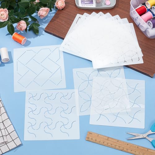 FREEBLOSS 12Pcs Sashiko Stencils Sashiko Embroidery PET Template Drawing Line Template for Hand Quilting Sashiko Patterns Templates Embroidery Stencils 5.5 * 5.5'' - Image 2