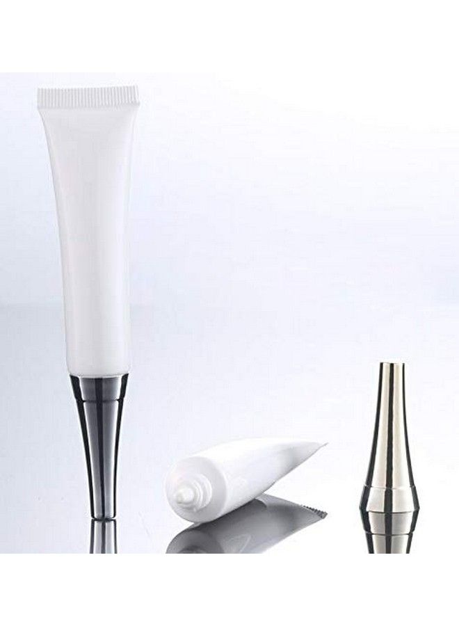 UPSTORE 6Pcs 15Ml/0.5Oz Empty White Plastic Soft Squeeze Tubes Cosmetic Eye Cream Tube Bottle With Silver Cap Makeup Sample Travel Packing Container Jars Dispenser For Eyecream Lip Balm Gloss Diy Beauty Tool  - Image 5