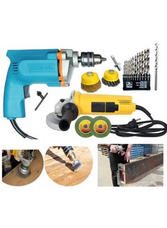 Mass Pro Mass Pro 10mm Drill 350w With Angle Grinder With Multi Tasking Attachments Power Hand Tool Kit 22 Tools  - Image 2