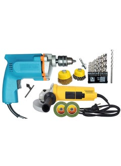 Mass Pro Mass Pro 10mm Drill 350w With Angle Grinder With Multi Tasking Attachments Power Hand Tool Kit 22 Tools  - Image 1