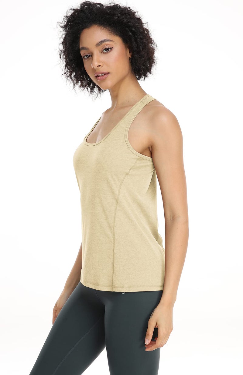icyzone Workout Tank Tops for Women - Racerback Athletic Yoga Tops, Running Exercise Gym Shirts(Pack of 3)(Black/Cream White/Brick, S) - Image 4