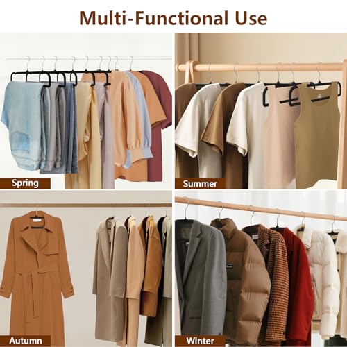 Besslly 50 Pack Black Velvet Hangers Non Slip, Felt Pants Hangers Thin Space Saving Clothes Hanger Flocked Strong Durable Ganchos para Colgar Ropa with 360°Swivel Hook for Pants Jeans Shorts Skirts Tank Top - Image 4