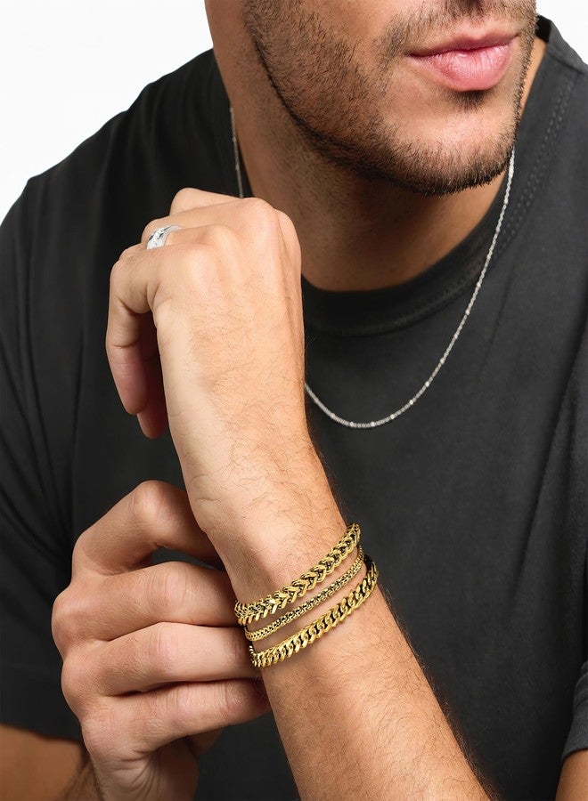 DAYANEY Mens Bracelet 9.0 Inches Gold Cuban,Box Franco Chain Set Waterproof Stainless Steel Men Jewelry, Adjustable Bracelets for Men Easter Basket Stuffers for Him, Dad or Son Pulseras Para Hombre - Image 5