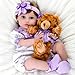 Aori Reborn Baby Dolls  22 Inch Realistic Lifelike Baby Girl  Handmade Vinyl Reborn Doll with Feeding Set  Purple Outfit Newborn Baby Doll for Kids 3 Collectors Role Play - Image 4
