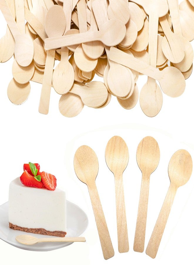 Bekith Mini Wooden Spoons 400 Pack, 4" Disposable Biodegradable Compostable Spoon for Crafts, Organic Sugar Scrubs, Tasting and Sampling - Image 1