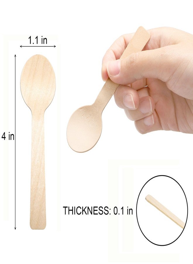 Bekith Mini Wooden Spoons 400 Pack, 4" Disposable Biodegradable Compostable Spoon for Crafts, Organic Sugar Scrubs, Tasting and Sampling - Image 3