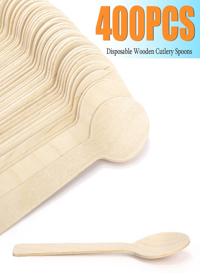 Bekith Mini Wooden Spoons 400 Pack, 4" Disposable Biodegradable Compostable Spoon for Crafts, Organic Sugar Scrubs, Tasting and Sampling - Image 2