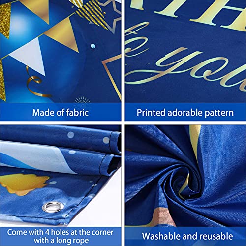 Sumind Happy Birthday Backdrop Banner for Men, Navy Blue and Gold Birthday Decorations, Photo Backdrop Background Party Favor Celebration Supplies, 72.8 x 43.3 Inch - Image 3