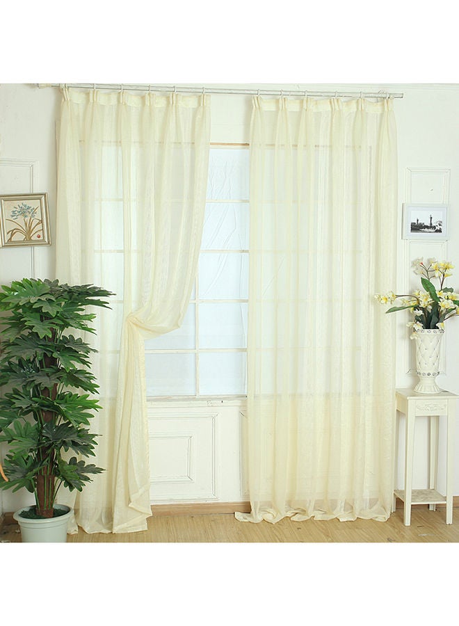 NIBEMINENT Elegant Tulle Door Window Curtain Drape Panel Sheer Scarf Valances Beige