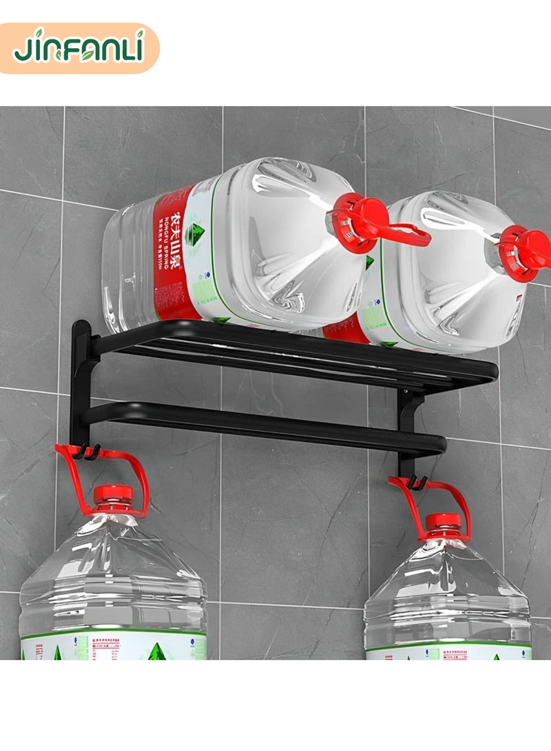 جين فان ل أنا رف مناشف، رف مناشف مزدوج قابل للطي، رف مناشف مثبت على الحائط في الحمام، تخزين أكثر استقرارًا، مساحة مقاومة للماء والصدأ من الألومنيوم (أسود، 40 سم) - Image 4