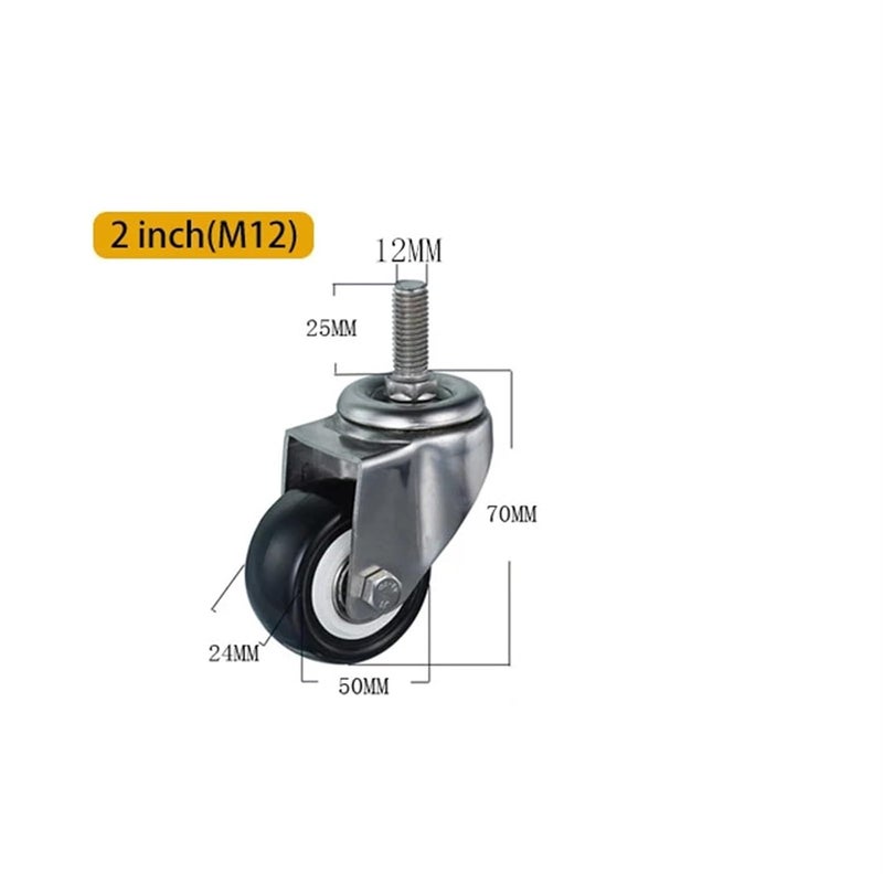 Aokley 1.5 بوصة برغي M12 عجلات بدون فرامل 4 قطع عجلات بولي يوريثان صامتة مقاومة للصدأ - Image 3