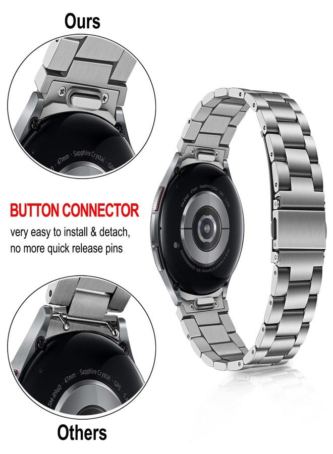 TRUMiRR Band for Galaxy Watch 6 Classic 47mm 43mm / Watch 7 FE 6 44mm 40mm, Button Connector Watchband No Pin No Gap Stainless Steel Strap for Samsung Galaxy Watch 5 Pro / 5/4 Classic / 4 - Image 3