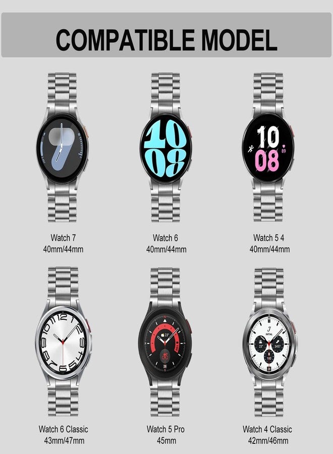 TRUMiRR Band for Galaxy Watch 6 Classic 47mm 43mm / Watch 7 FE 6 44mm 40mm, Button Connector Watchband No Pin No Gap Stainless Steel Strap for Samsung Galaxy Watch 5 Pro / 5/4 Classic / 4 - Image 4