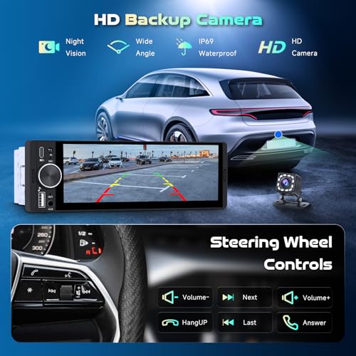 METEESER Single DIN Wireless Car Stereo with Wireless CarPlay & Android Auto, 6.9” in-Cell IPS Touchscreen, Bluetooth 5.2 Hands-Free, FM Radio, Steering Wheel Control, Backup Camera Included - Image 4
